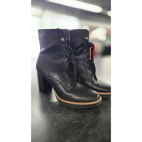 Naturalizer Black Leather Lace-Up Combat Boots – Size 8.5M - Picture 1 of 10